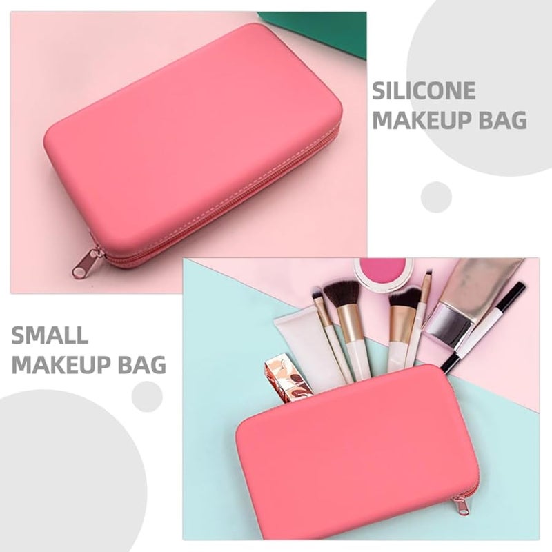Pink Silicone Makeup Brush Pouch Travel Toiletry Bag Portable Cosmetic Organizer - Image 4
